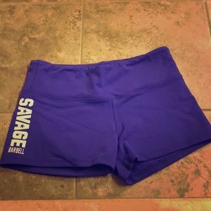 Savage Barbell purple booty shorts!